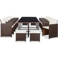 vidaXL 15-delige Tuinset met kussens poly rattan bruin