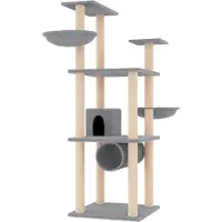 Syfax Kattenmeubel met sisal krabpalen 141 cm lichtgrijs