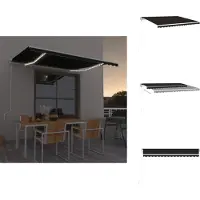 vidaXL Uitschuifbare Luifel - Uitschuifbare Luifels - Uittrekbare Luifel - Uittrekbare Luifels - Luifel automatisch met LED en windsensor 450x350 cm antraciet