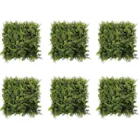 Happiq Kunstgras wandpanelen - Voor tuin, balkon of binnen - 6/12/16 stuks, 50×50 cm, buxus en tropische bladeren, grasachtergrond voor privacy en decoratie - Groen - Kunstplant - Groen-6pcs