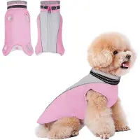 Ce - Honden Puffer Jas - Warme Polar Liner - Roze - Reflecterende Strepen