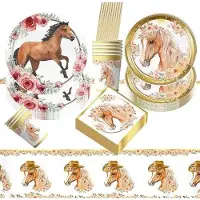 Ce Zastawa - Wegwerpbord - Paardenmotief - 10 Gasten - Biologisch Afbreekbaar