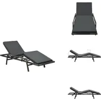 vidaXL Ligstoel - Ligstoelen - Loungestoel - Loungestoelen - Ligbed met kussen poly rattan grijs