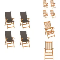 vidaXL Tuinstoelen, 4 stuks met taupe kussens, massief teakhout - Tuinstoelen