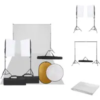 vidaXL Fotostudioset - Verlichtingsset 40x60 cm - Flexibel Achtergrondsysteem - Praktische Reflectorset - Gemakkelijk op te bergen - Fotostudio Set