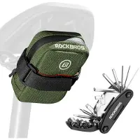 RockBros 16-in-1 multifunctioneel gereedschapset voor fietsreparaties, met mini-fietzadeltas, compact en lichtgewicht, geschikt voor racefietsen en mountainbikes, kleur: groen
