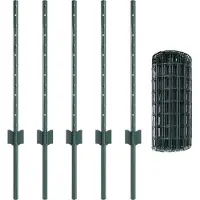 vidaXL Euro-hek met palen 10 x 0,6 m PVC-Coated Staal Groen Mesh
