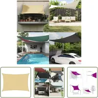 The Living Store Zonnezeil 4,5x3 m 100% polyester oxford zandkleurig - Zonnezeil - Schaduwzeil - Buitendecoratie - Tuindeco - Parasol Alternatief
