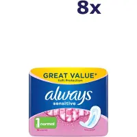 Always Maandverband Sensitive Normal Voordeelverpakking 8x16st