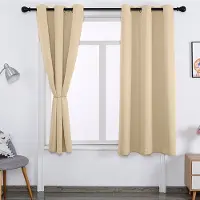 Crrynuo 2 x Verduisterende Gordijnen - Kant en Klaar Gordijn - Verduisterend - 34*45in - Beige