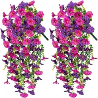 Crrynuo - Premium Kunstplant - Hangplant - Paars - Kunstbloemen - Binnen En Buiten Decoratie - Kamer Decoratie