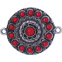 Zeeuws Meisje - Zeeuwse knoop rood doorsnede 4 cm tweeoog