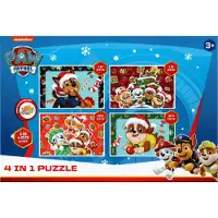 TEXTILOMANIE Paw Patrol 4 in 1 puzzel kerst - 12 tot 24 Stukjes