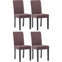 CLP 4-delige set eetkamerstoelen Ina, bekleed met stof, met houten frame, crème kleurig. Frame: cappuccino