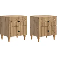 vidaXL Nachtkastje 2 st Artisanaal eiken 43 x 34,5 x 48 cm