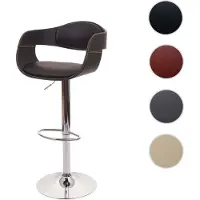 Mendler Barkruk HWC-A47b, barkruk, toonbankkruk, retro-design, hout, kunstleer zwart