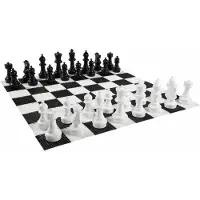 Ubergames Tuin Schaakspel, tot 30 cm hoog - PVC UV-bestendig - Inclusief Kunststof Mat 140 x 140 cm - Staunton figuren zeer gedetailleerd