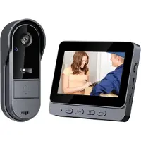 Fuegobird M15S - Draadloze Deurbelsets met 32GB Micro-SD - Slimme Video Doorbell - met 4.3 inch display - IP65 waterdicht - HD-camera met 170° groothoek en nachtzicht - Zwart