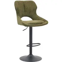 Huisenthuis.nl Barkruk Orin Groen - Stof - Set van 2 - Geschikt voor kookeiland - Draaibaar - Met rugleuning - In hoogte verstelbaar - Zithoogte 86 - 65 cm - Zitdiepte 45 cm