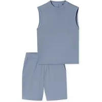 Schiesser Pyjama kort 'Modern' duifblauw