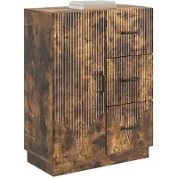 vidaXL Dressoir met lade Gerookt eiken 66 x 34,5 x 87 cm Bewerkt hout