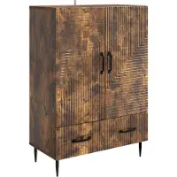 vidaXL Dressoir met lade Gerookt eiken 66 x 34,5 x 95 cm Bewerkt hout