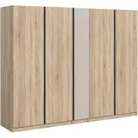 Furnilux 5-deurs kledingkast in Sonoma Eik - Maximaal opbergruimte en 2 lades - 230x183x53cm