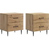 vidaXL Nachtkastje 2 st Artisanaal eiken 43 x 34,5 x 47,5 cm
