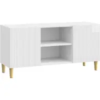 vidaXL TV Kast 102 x 34,5 x 50 cm Hoogglans Wit Bewerkt hout
