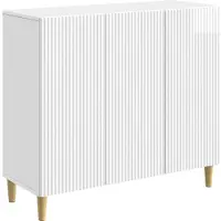 vidaXL Dressoir Hoogglans Wit 89 x 34,5 x 80 cm Bewerkt hout