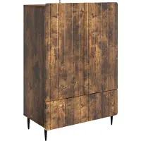 vidaXL Dressoir met lade Gerookt eiken 66 x 34,5 x 97 cm Bewerkt hout