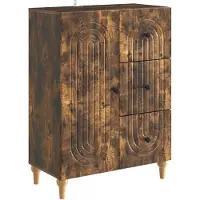 vidaXL Dressoir met lade Gerookt eiken 66 x 34,5 x 90 cm Bewerkt hout