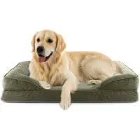 Lumaland orthopedisch hondenbed van corduroy | ergonomische hondensofa 110 x 75 cm – voor grote honden | antislipbodem | vulling en hoes wasbaar | hondenmand met traagschuim