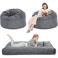 Bolt Queen Size Vloermatras - Voor Woonkamer & Zithoek - Oprolbaar Converteerbaar - Dikker Kussen met Wasbare Corduroy Hoes - Light Grijs-Full Size