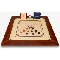 Ubergames - Carrom Board - Championship - 21kg - Made in India - 74x74cm Speelveld - Complete Set - Met Tafel