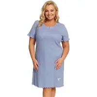 Doctor Nap Katoenen Nachthemd Plus Size Korte Mouw TB.7467 Sky Blue 40 / L