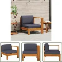 The Living Store Lounge Set - Middenbank - Middenbank met 1 armleuning massief acaciahout donkergrijs - Buitendecoratie - Tuinset - Acacia Houten Bank
