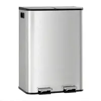 Happiq Dubbele Prullenbak 2x30L - RVS Pedaalemmer - Zilver