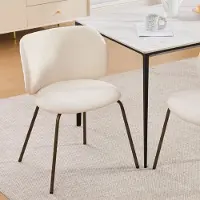 STILVORA Eetkamerstoel - Gebogen Rugleuning - Comfortabele Zitting - Voor Eetkamer En Woonkamer - Chenille - Crème