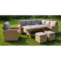 Di volio Rotan Loungeset 9 Personen met Hoekbank, Tafel & Kussens – Weerbestendig Polyrattan Tuinmeubelset – Modern Design – Urbanhome Rossano Luxe Lounge Set