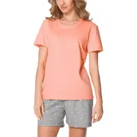 Merry Style MS-MS10-177-PJ Dames Pyjama - ronde hals - korte mouwen - korte broek zonder zakken - Katoen - Amarant/Grijs - XXL