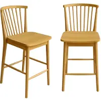 Sweeek - Set van 2 rubberhouten barstoelen met spijlen 48 x 58 x 98,5 cm - paula