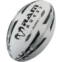 RAM Rugby 15x Raider Match 2.0 bal + Ballenzak, - 3D-Grip - topkwaliteit wedstrijdballen - Maat 5 Zwart