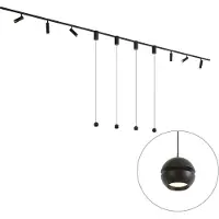 QAZQA Modern railsysteem zwart met 6 spots en 4 hanglampen easylift 1-fase - Slimline Uzzy Tira