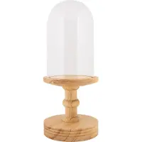 Clayre & Eef Glazen Stolp Ø 14x34 cm Bruin Hout