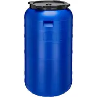 Garronda 250l Kunststof Trommel Met Deksel - Regenton - Vat - HDPE - Voedselvat - Tuin Hobbock – Blauw – GD-STE-BarrelF