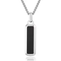 Mendes Zilverkleurige Heren Ketting met Rechthoekige Zwarte Inlay