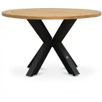 LUX outdoor living Cleve dining tuintafel 4 personen | teakhout + aluminium | Natural Teak/antraciet | 120cm rond