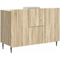 vidaXL Dressoir met lade Sonoma Eiken 89 x 34,5 x 62 cm Bewerkt hout