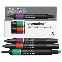 Winsor & Newton 0290192 Promarker Set 3 stuks – Secondary Colours – Alcoholmarkers met dubbele punt